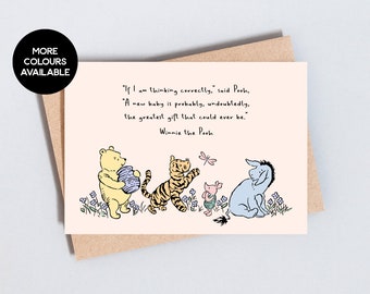 Winnie de Poeh citaat, nieuwe baby wenskaart, zwanger, gefeliciteerd, babyshower, illustratie, A6 of 5x7 formaat, bericht toevoegen - GC101