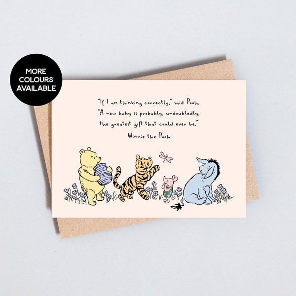 Cita de Winnie the Pooh, Tarjeta de felicitación de nuevo bebé, Embarazada, Felicitaciones, Baby Shower, Ilustración, Tamaño A6 o 5x7, Agregar mensaje - GC101