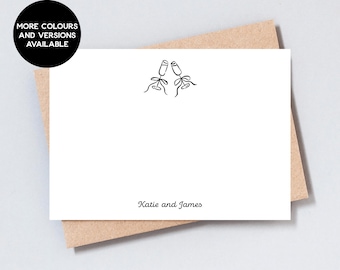 Personalized Champagne Stationery Set: Elegant Note Cards, A6 Size
