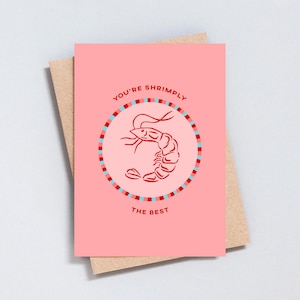 You're Shrimply The Best, verjaardagskaart, wenskaart, kaart Garnalen grappige woordspeling, kaart voor beste vriend, Tina Turner, A6- en 5 x 7-formaat - GC245
