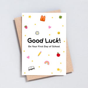 Good Luck First Day of School Card, Cute Back to School Card for Kids, Primary School Card from Parent or Teacher Encouragement Card - GC545
