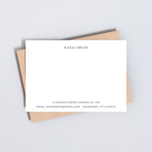 Papelería personalizada mínima, tarjetas de notas elegantes con juego estacionario de nombre personalizado, tarjetas de correspondencia, tamaño A6
