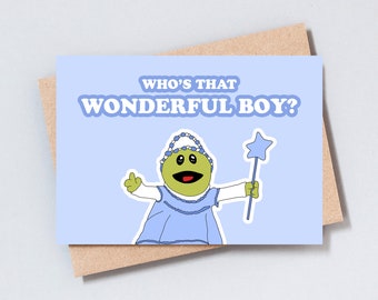Who's That Wonderful Boy? Nanalan Greeting Card, Funny Birthday Card, Congratulations, Blue Card, A6 or 5x7 size - GC280