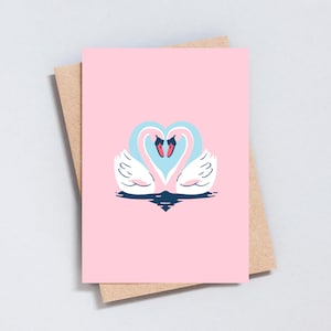Cartão de casamento, cartão de aniversário, noivado, cartão de aniversário em branco, dia dos namorados, casamento entre pessoas do mesmo sexo, cartão de amor com cisnes, tamanho A6 ou 5x7 - GC186