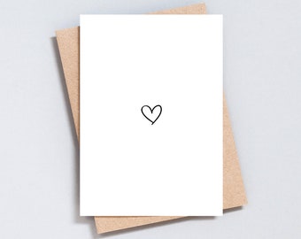 Heart Outline Greeting Card: Minimalist Note Card, Wedding, Sympathy - GC194