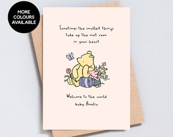 Personalised Name New Baby Greeting Card, Welcome To The World, Sentimental Quote, Customised Name, A6 or 5x7 Size, Add Message - GC103