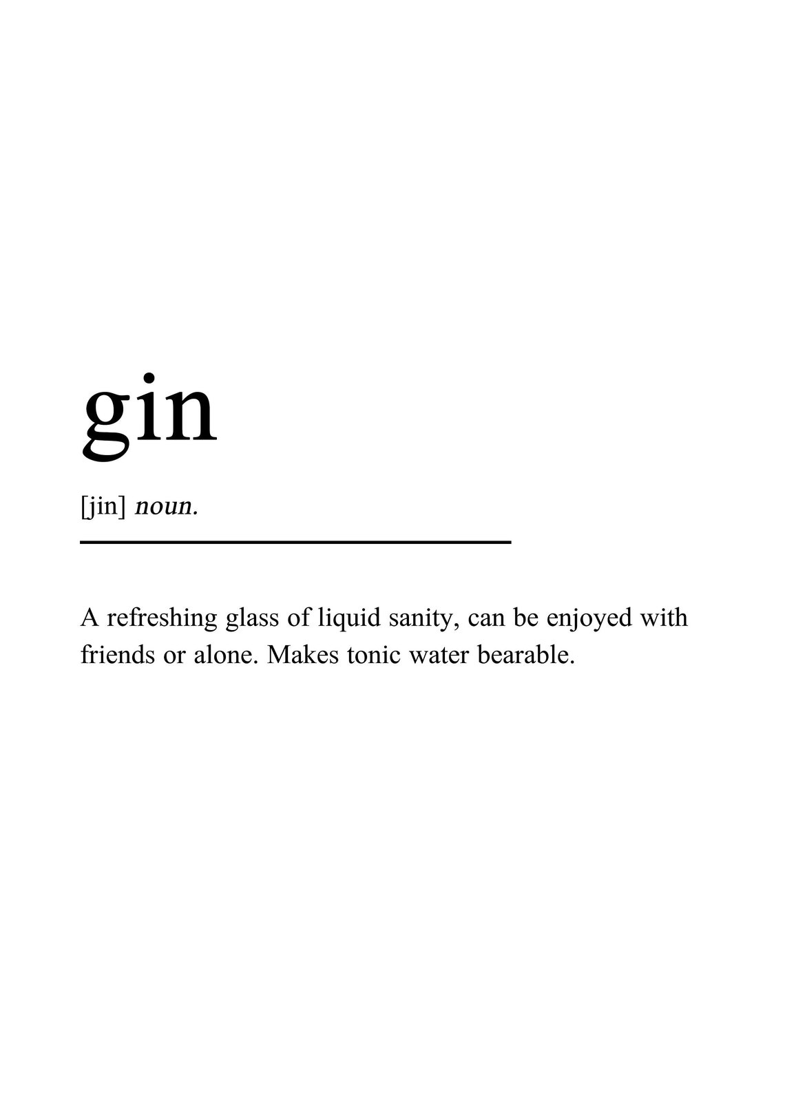 Gin definition art print poster funny typography artwork Etsy
