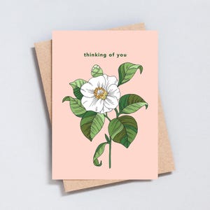 Carte de voeux Je pense à vous, sincères condoléances, carte de fleurs florales, format A6 / 5 x 7, GC439
