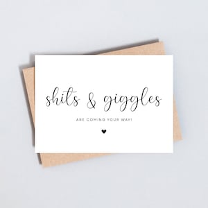 Des merdes et des rires arrivent, carte de naissance, carte de baby shower, carte de voeux drôle, formats A6 et 5 x 7 - GC114