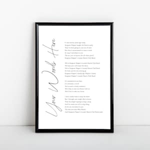 Impressão de arte com citação personalizada, texto personalizado, votos de casamento, letras de músicas, poema, pôster, 5x7, A5, 8x10, A4, 11x14, A3 tamanhos disponíveis