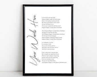 Impresión artística con cita personalizada: letras de canciones personalizadas, votos matrimoniales