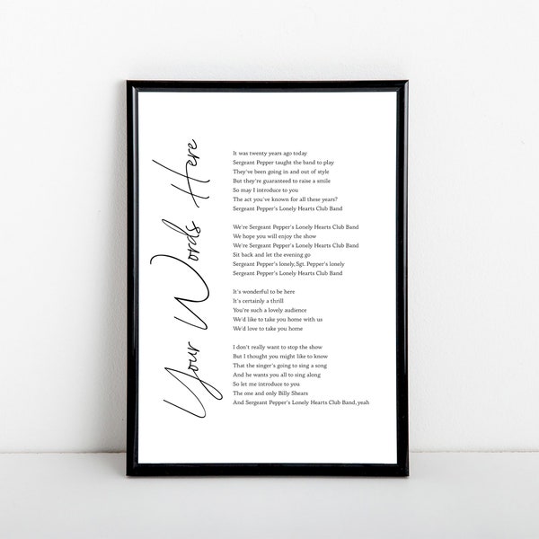 Custom Quote Art Print, Personalised Text, Wedding Vows, Song Lyrics, Poem, Poster, 5x7, A5, 8x10, A4, 11x14, A3 Sizes Available