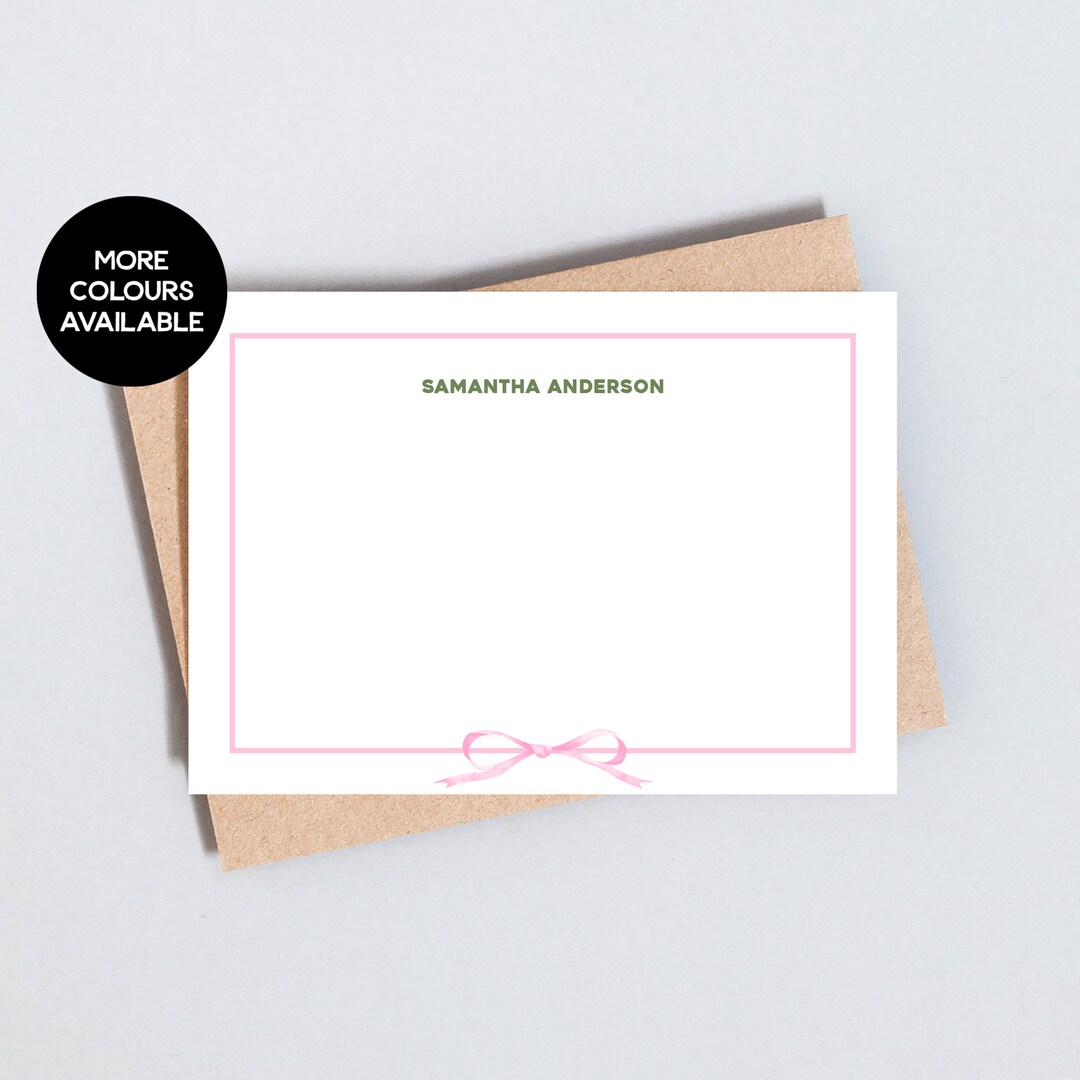 Bow Border Personalised Stationery: Elegant A6 Note Cards - Etsy
