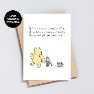 Bear Illustration New Baby Card, Baby Shower: Sentimental Quote (A6 or 5x7 Size) - GC100 White