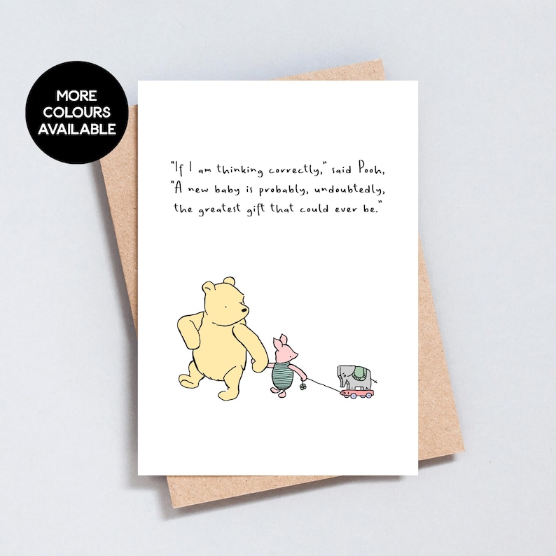 Bear Illustration New Baby Card, Baby Shower: Sentimental Quote (A6 or 5x7 Size) - GC100 White