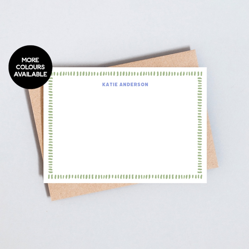 Personalised Stationery Set: Mark Making Border, Custom Name Note Cards ...