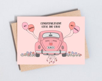 Tarjeta personalizada de recién casados: Felicitaciones de boda (A6 o 5x7) - GC184