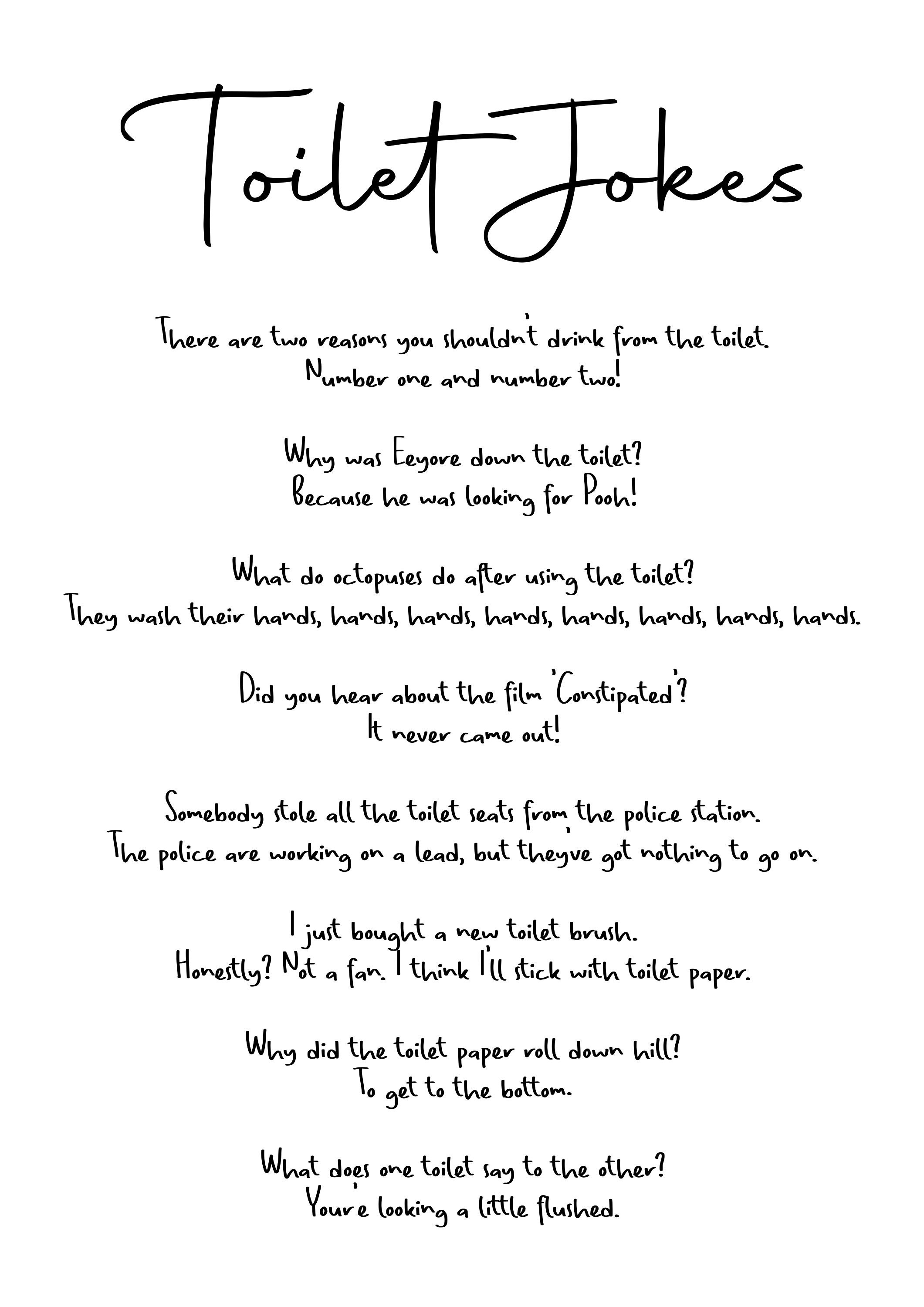 Toilet Jokes Bathroom Print Black and White Art Print A6 Etsy