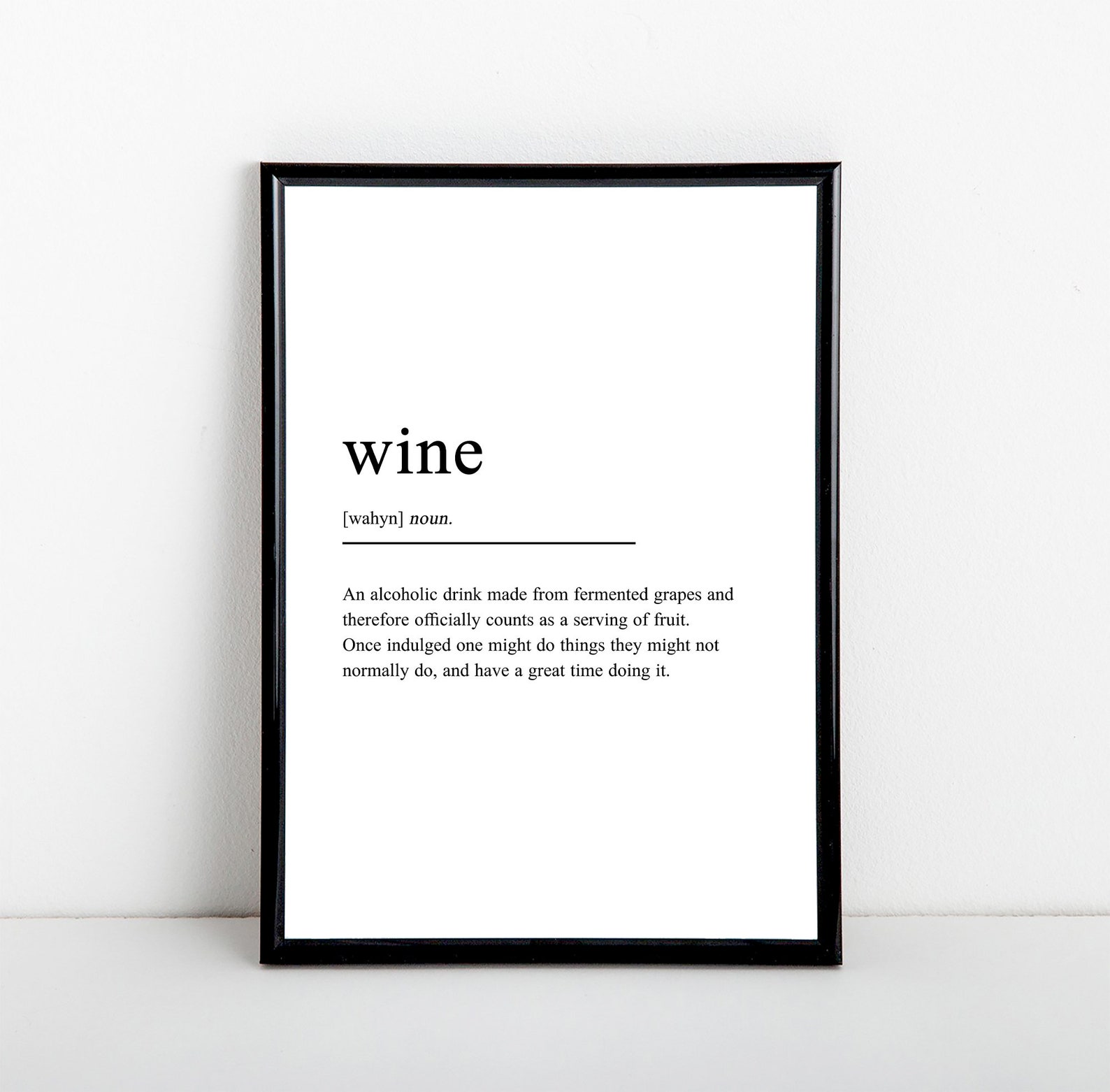 Wine Definition Art Print Poster Funny Typography Artwork Etsy