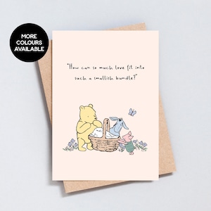 New Baby Greeting Card, Pregnancy Congratulations, Bear Illustration, Baby Shower, Sentimental Quote, Add Message, A6 / 5x7 Size - GC221