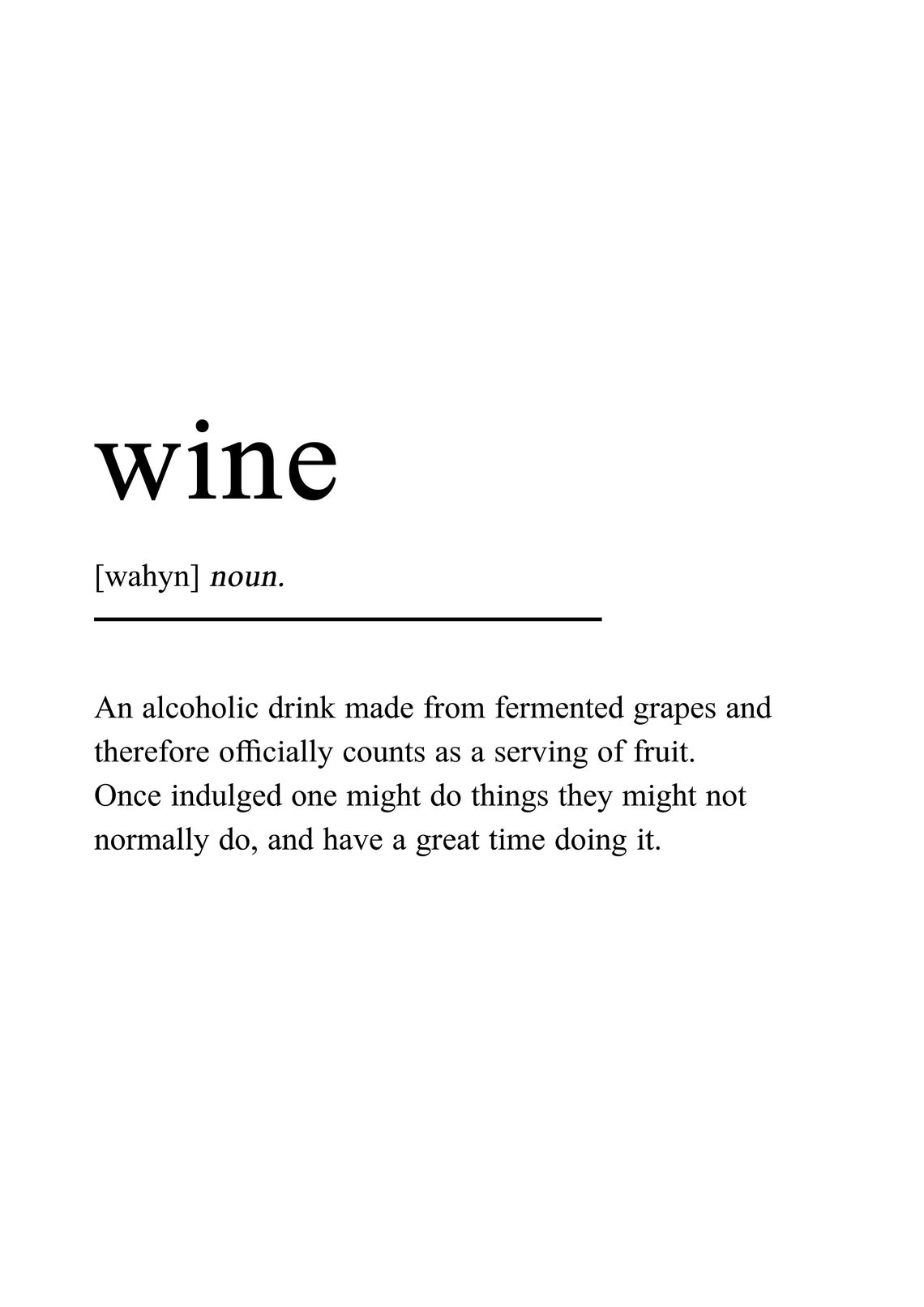 Wine Definition Art Print Poster Funny Typography Artwork Etsy