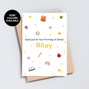 Personalised First Day of School Card – Custom Good Luck Card with Child’s Name – Cute Back to School Card for Kids - GC546