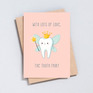 Carte de voeux fée des dents, cadeau de la fée des dents, première dent perdue, lettre dent bancale, formats A6 et 5 x 7 - GC115