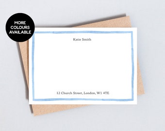 Wasserfarben gemalte Umrandung personalisierte Briefpapier, elegante Grußkarten, personalisierte Briefkarten, Briefkarten, Briefkarten, Postkarten, A6 Größe