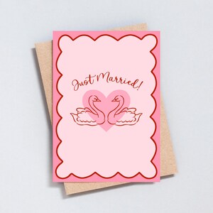 Just Married Karte, süße Hochzeitskarte mit rosa Schwan, romantische Braut Karte, wunderliche Hochzeit Glückwünsche - GC519