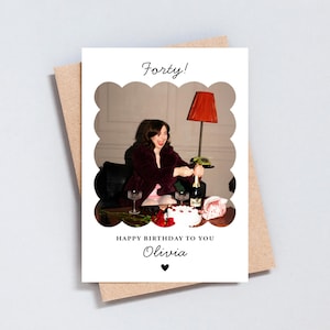 Personalised 40th Birthday Photo Card: Scallop Edge Keepsake - GC584