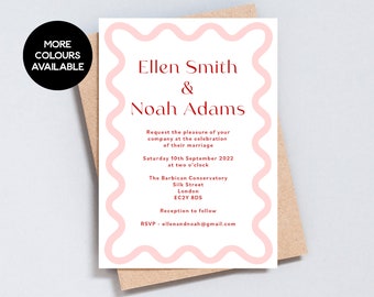 Wavy Edge Wedding Invitation: Modern Customisable Design