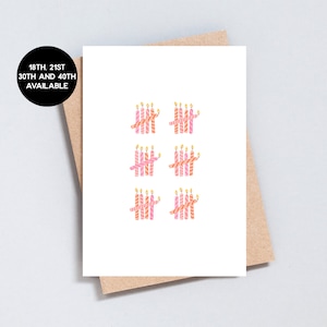 18e, 21e, 30e, 40e verjaardag kaarsen kaart, gepersonaliseerde kaart, cadeau voor haar, speciale verjaardag, A6 en 5x7 formaat - GC149
