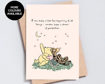 Bear Illustration New Baby Card: Sentimental Quote (A6 or 5x7 Size) - GC105