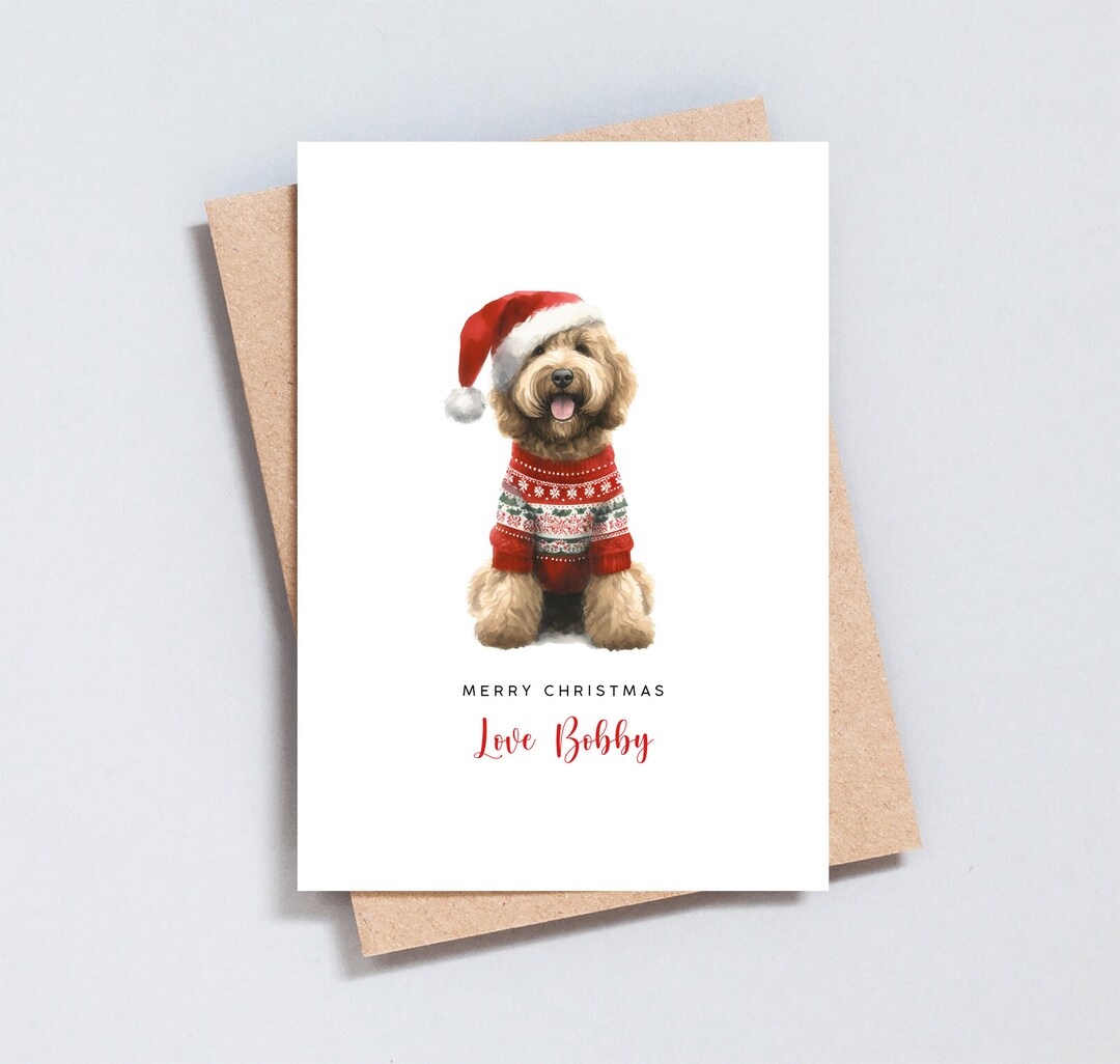 Labradoodle Christmas Card Card From Dog Personalised Dog Etsy
