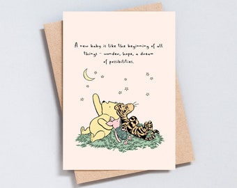 Winnie the Pooh Quote, New Baby Greeting Card, Pregnant, Congratulations, Illustration,  Baby Shower Card, A6 and 5x7 Size Available - GC105