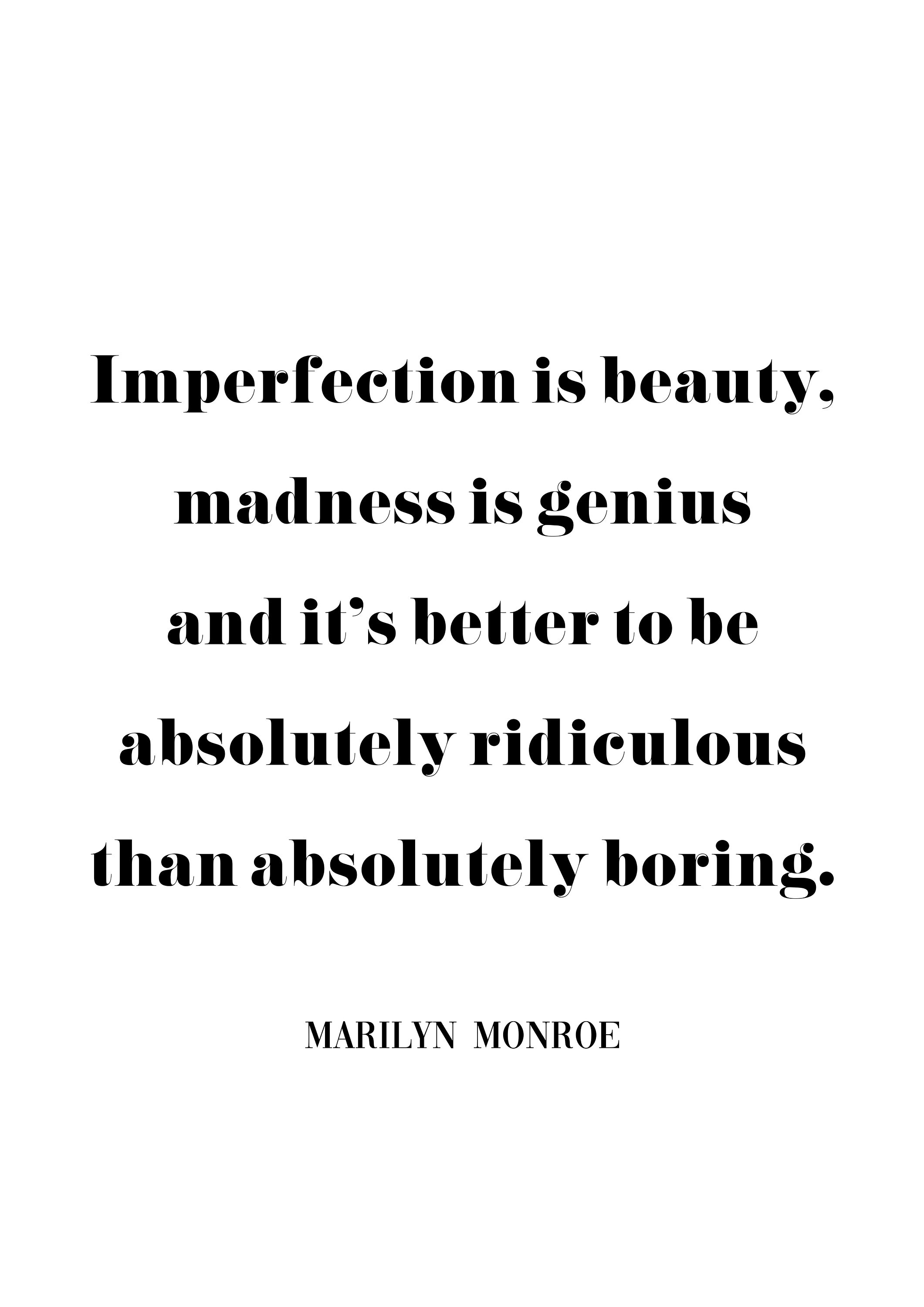 Imperfection is Beauty Marilyn Monroe Quote Art Print A6 Etsy