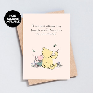 Ilustração de urso, citação para o dia favorito, aniversário, aniversário, cartão de felicitações para melhor amigo, cartão de agradecimento, sentimental, tamanho A6 ou 5x7 - GC126