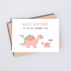 Angepasste alles Gute zum Geburtstag Mama Mama, Dinosaurier personalisierte Grußkarte, A6 oder 5x7 Größe, fügen Sie Nachricht innen - GC168