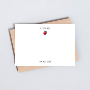 Kleine Notiz vom Lehrer Personalisiertes Briefset, TA-Notiz mit benutzerdefiniertem Namensset, Apple-Postkarten, Correspondence Cards, A6-Größe