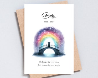 Pet Bereavement Greeting Card, Dog Loss, Rainbow Bridge, Personalised Name, Dog Death, Dog Passing, A6 or 5x7 Size - GC271