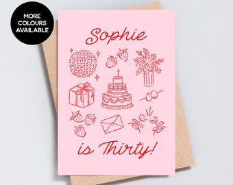 Tarjeta personalizada de 30 cumpleaños: regalo para mi mejor amiga, tamaño A6 o 5x7 - GC504