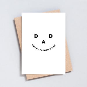 Tarjeta de felicitación del Día del Padre, con cara sonriente, en blanco y negro, tamaño A6 o 5x7 - GC490
