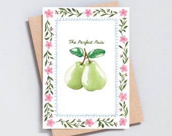 O cartão par perfeito – cartão de aniversário, cartão de casamento, cartão de noivado, cartão de felicitações romântico, cartão de trocadilho fofo, cartão floral feito à mão - GC606