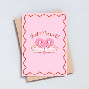 結婚おめでとうカード、かわいいピンクの白鳥の結婚カード、ロマンチックな新婚カード、ラブバードの結婚カード、気まぐれな結婚おめでとうカード - GC519