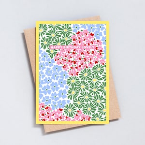 Tarjeta de felicitación de cumpleaños con flores coloridas y diminutas, tamaño A6 o 5x7 - GC445