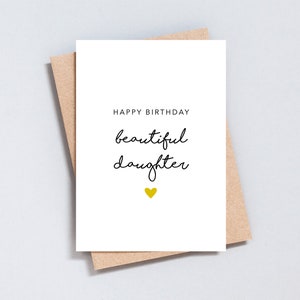 Joyeux anniversaire belle fille, carte de voeux, design minimaliste, coeur doré, carte d'anniversaire, personnalisation du message Ajouter au format A6 et 5 x 7 - GC155