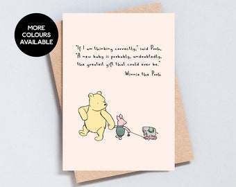 Winnie de Poeh Quote, Nieuwe Baby Wenskaart, Zwanger, Gefeliciteerd, illustratie, gratis Britse levering, bericht toevoegen, A6 / 5x7 Formaat - GC100