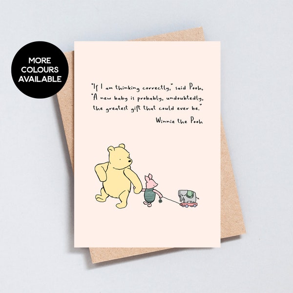 Winnie the Pooh Quote, New Baby Greeting Card, Pregnant, Congratulations, illustration, free UK delivery, add message, A6 / 5x7 Size - GC100