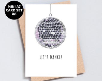 Let's Dance Disco Ball Mini A7 Birthday Greeting Card or Invitation