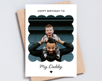 Tarjeta de cumpleaños personalizada con foto para papá: Marco festoneado, regalo de recuerdo - GC601